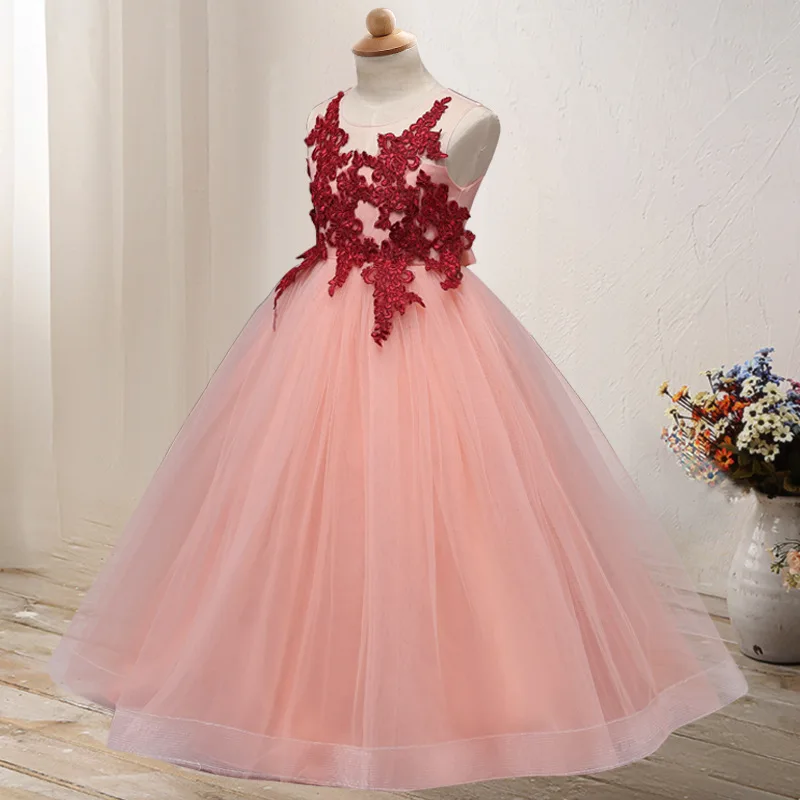 Элегантное вечернее платье для девочек на свадьбу; длинное платье с вышивкой для выпускного вечера; платье принцессы для девочек; праздничное платье с v-образным вырезом на спине