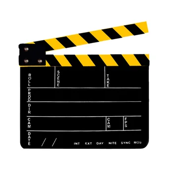 

MINIFOCUS Professional Studio Video Acrylic Clapboard Dry Erase Director Film Movie Clapper Board Slate with Yellow/Black Sticks