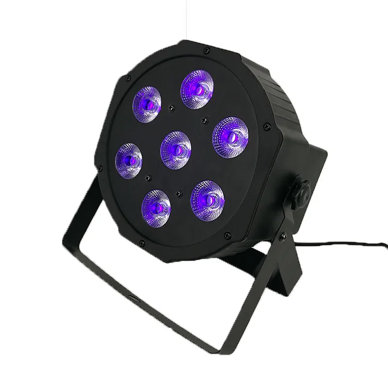 LED Par 7x3W UV Светодиодный прожектор на плоской подошве 12x3 Вт, Ультрафиолетовый цвет, DMX512, для создания атмосферы диско-диджея, вечерние, Клубные, танцевальные - Цвет: LED Par 7x3W UV