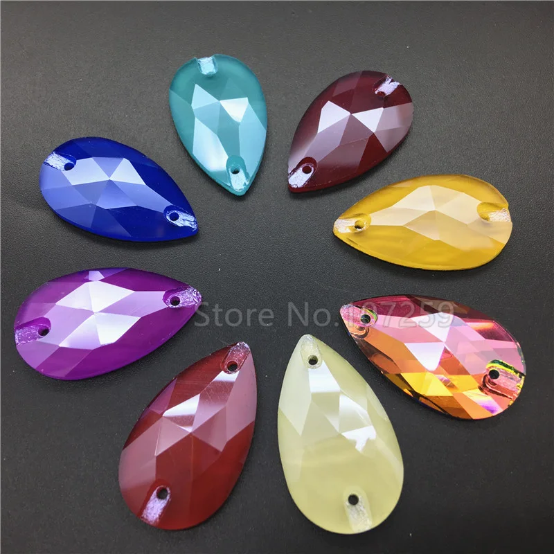 

Topstone Mocha Gass Crystal Teardrop Sew On Rhinestone 7x12 11x18 13x22 17x28 mm Flatback Droplet Sew-on Stone 2 Holes For Dress