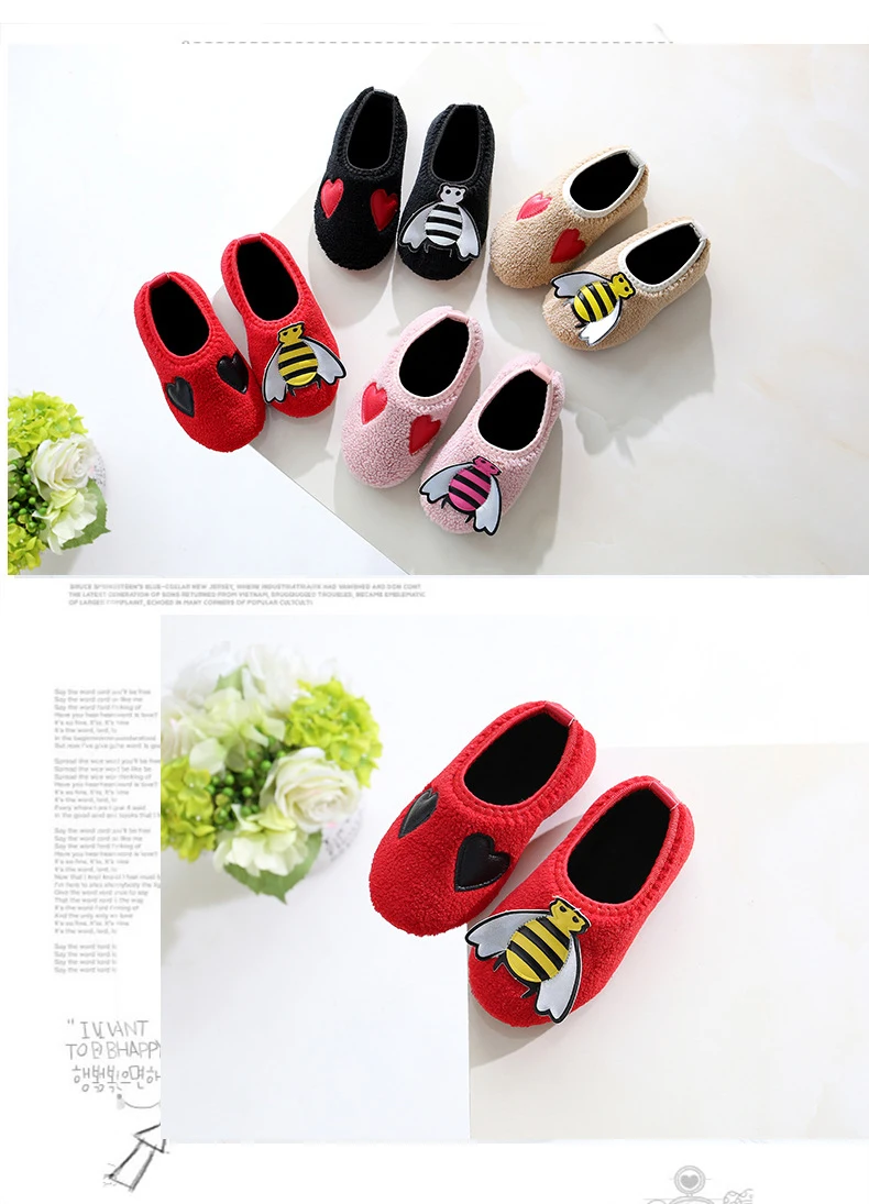Домашние тапочки для девочек; Милая Повседневная хлопковая обувь; модные мягкие тапочки; зимняя детская обувь для малышей 1-6 лет