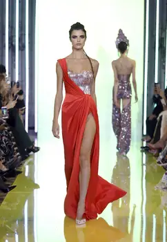 

Fashion Show Deep Slit Long Dress One-Shoulder strapless Backless Sequined sexy Women celebrity body con dresses wholesale