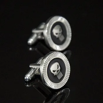 

10pairs/lot Spawn cufflinks Movie Superhero The Punisher Cuff Links Copper Enamel Cufflinks Men's Jewelry