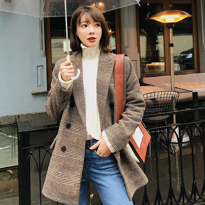 Women slim blazer coat casual jackets long sleeves single