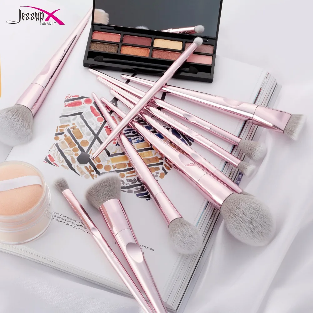 Дропшиппинг Jessup 10 шт. набор кистей для макияжа pincel maquiagem розовый порошок ресницы тени для век кисти косметичка T260& CB003