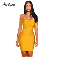 Летнее Новое Женское платье, короткий рукав, с вырезом лодочкой, Бандажное платье, сексуальное, облегающее, для знаменитостей, вечерние, желтые платья, vestidos
