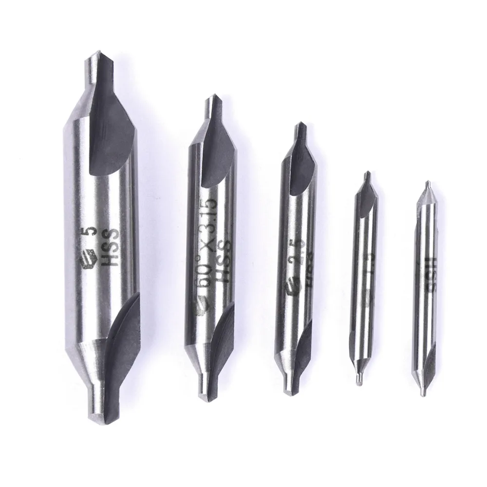Hot Sale 5Pcs HSS Combined Center Drill Bits Countersink Tool 60 Degree