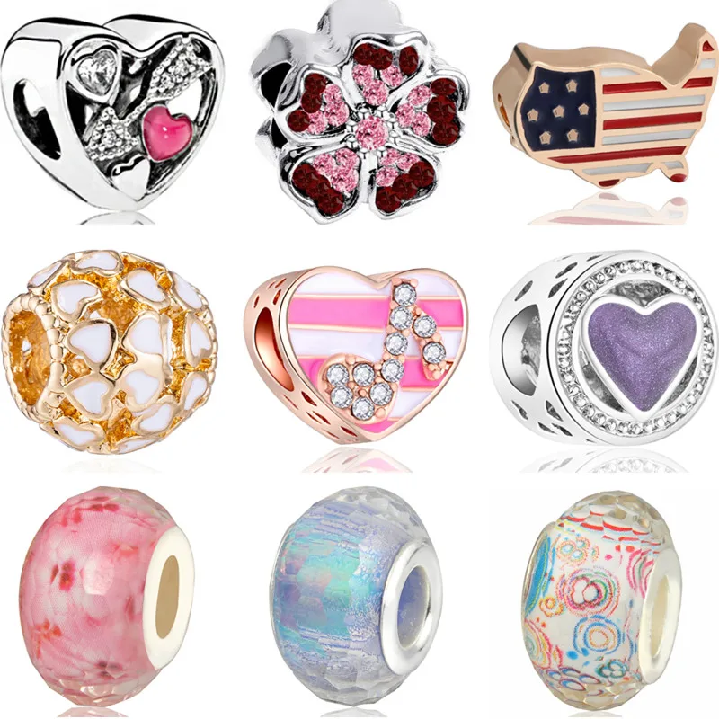

Maxi Simple Style Arrow Clock Key Flowers Map Hearts Crystal Beads Charms Fit Pandora Bracelets & Bangles for Women DIY Gifts