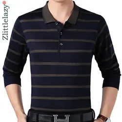 2019 дизайнерские брендовые Длинные рукава футболка-поло слим мужская повседневная спортивная одежда в полоску мужские поло винтажные