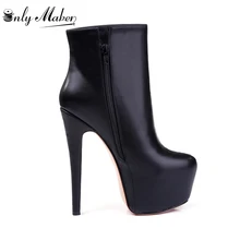 Onlymaker Women's Handcrafted Rounded Toe Side Zipper Slim Fashion Ankle Boots Plus Size 35-46