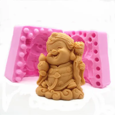 Maitreya Бог Будда богатства старый долговечность глиняная керамика плесень Силиконовая форма торта Мыло Плесень