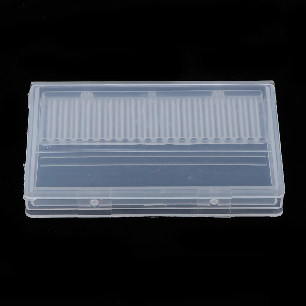 Nail Bit Holder Case, 20 Holes Manicure Drill Bit Storage Display Box Organizer, Clear Plastic Nail Tip Stand