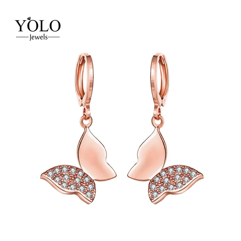 

Butterfly Statement Hoop Earrings with AAA Cubic Zircon Insect Hoop Earring Fashion Design Earring 2019 Suitable for Parties