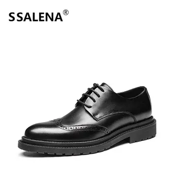 

Men Pointed Toe Lace Up Dress Shoes Men Italian Leather Business Brogue Shoes Male Oxford Formal Wedding Shoes AA60516