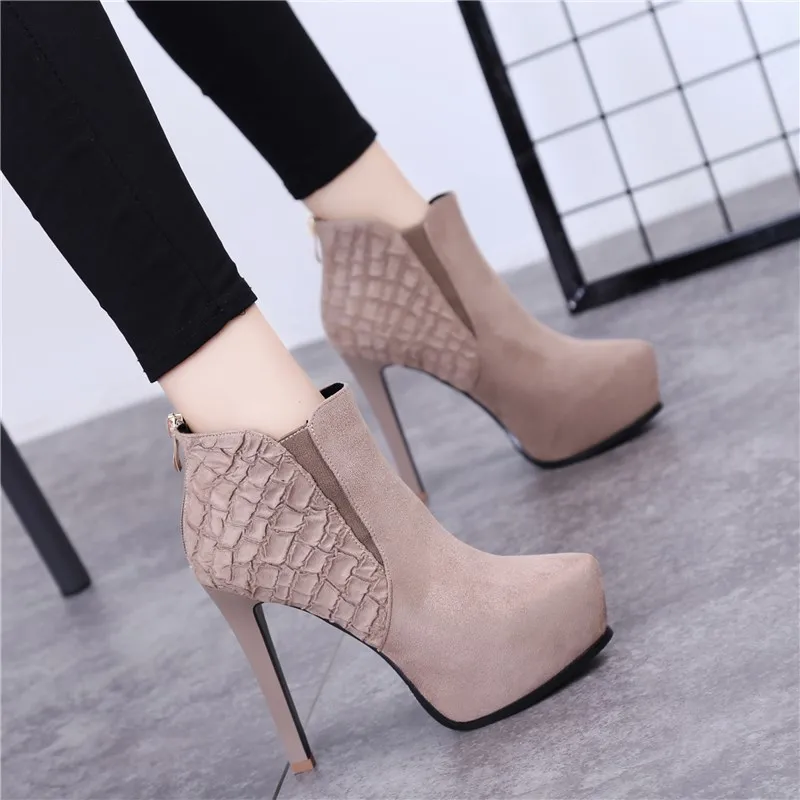 

European And American Temperament Fashion 2019 Winter New Super High Heel Boots Children Short Tube Bare Boots Female Waterproof