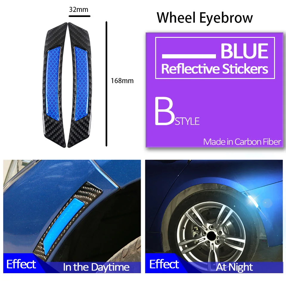 Колеса автомобиля брови двери боковая Светоотражающая Защитная Наклейка для Subaru Impreza XV hyundai Solaris tucson I30 creta Kia Rio 3 Ceed - Название цвета: Wheel Black Blue