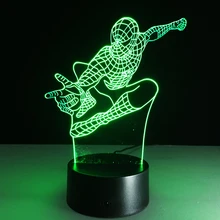 Hot sale Spiderman colorful 3D night light Creative remote control or touch switch night light LED table lamp