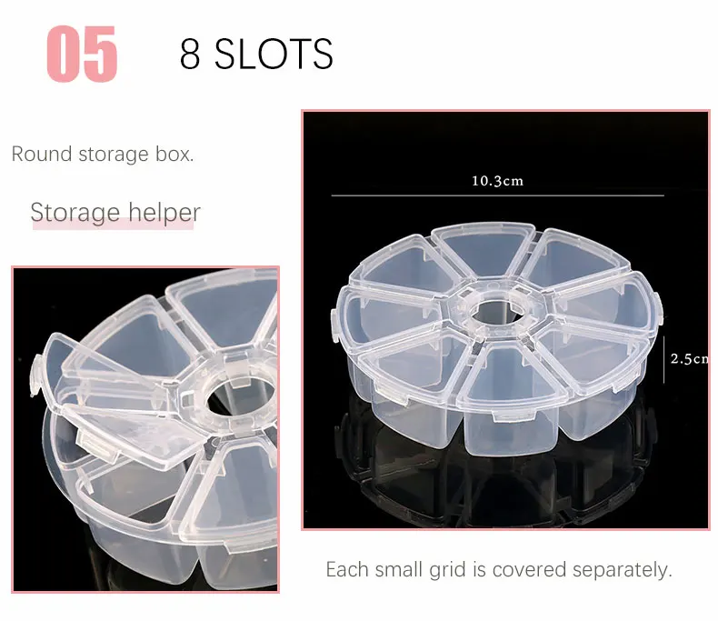 2019 Новый 6 размеров круглый Пластик коробка для хранения для ювелирных изделий Бусы, Серьги Регулируемая Ювелирные изделия Контейнер