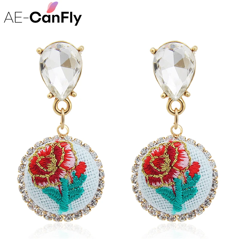 AE CANFLY модные Вышивка серьги со стразами длинные Серьги oorbellen свадебные уха