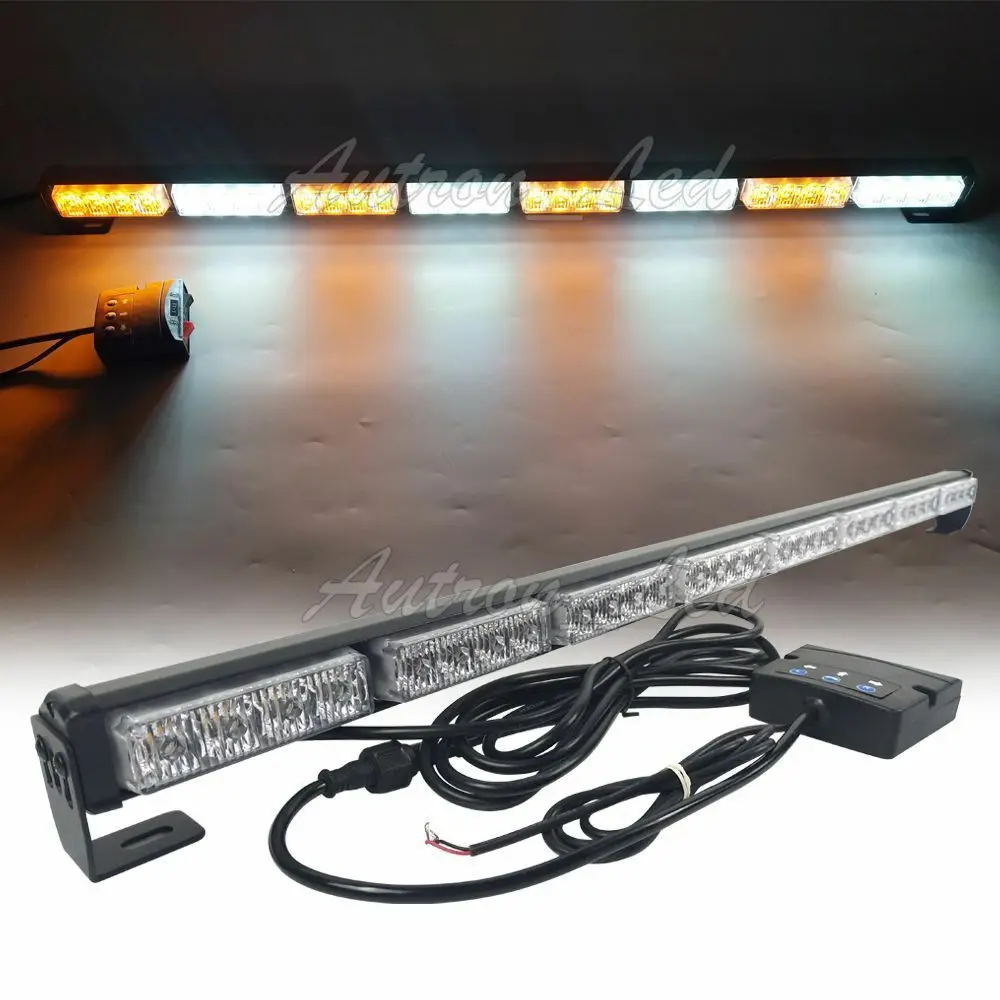 

34" Inch LED Amber White Emergency Warn Traffic Adviser Response Strobe Lightbar