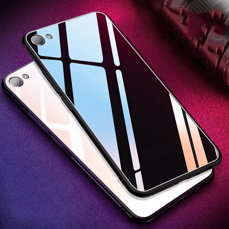 Tempered Glass Case For OPPO A3S A83 F5 F7 A3 A5 R17 Plus Cases Soft Silicone Protective Cover For Vivo X23 V11i X21S V11 Pro