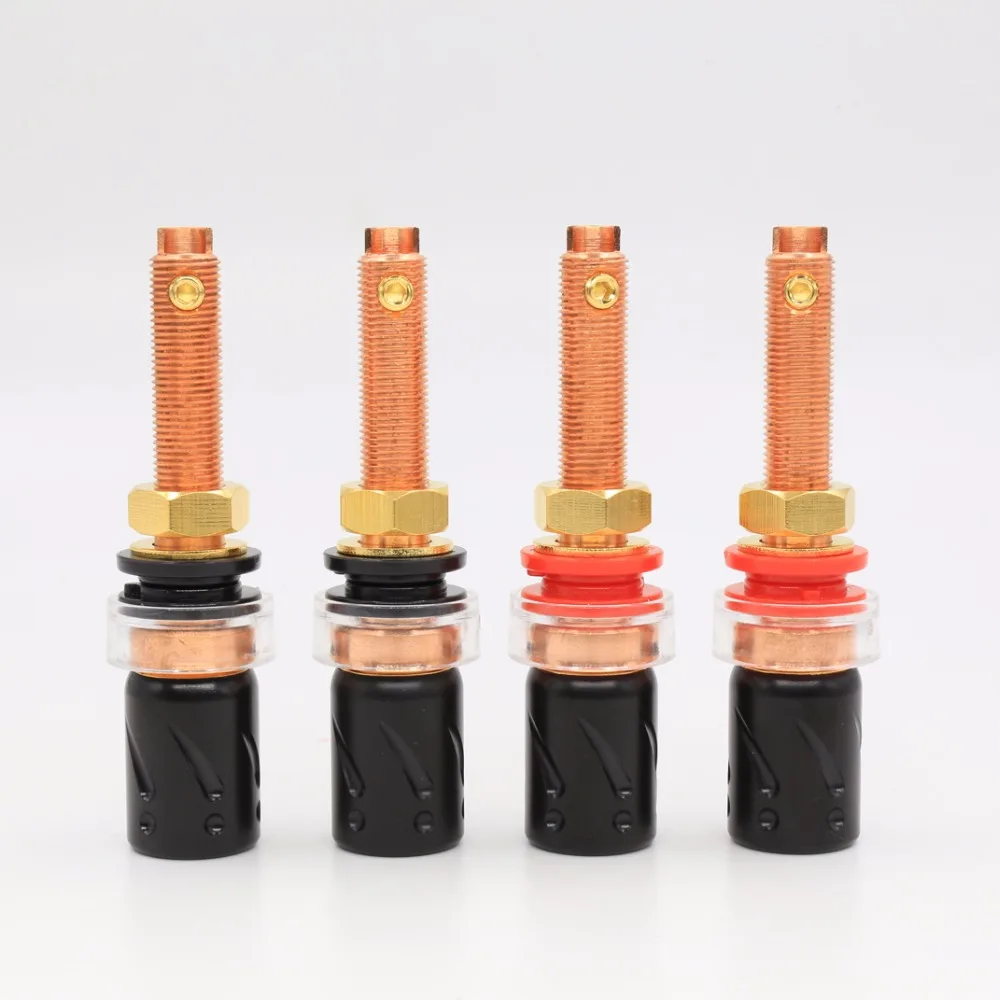 

Free shipping 4pcs Viborg VB-301 99.998% Red Copper Speaker Terminal Binding Post Socket
