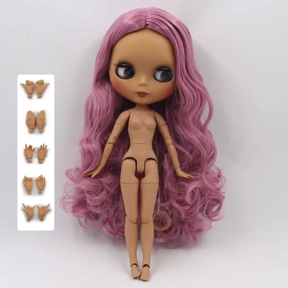 ICY Fortune Days factory blyth кукла темная кожа суставное тело новое матовое лицо элегантный розовый вьющиеся волосы DIY sd Подарочная игрушка - Цвет: Черный