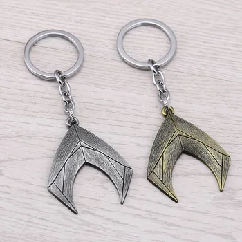 

10Pcs/lot Silver Gold Justice League Aquaman Keychain Souvenir Movie Jewelry Key Chain Ring For Friend Gift Chaveiro porte clef