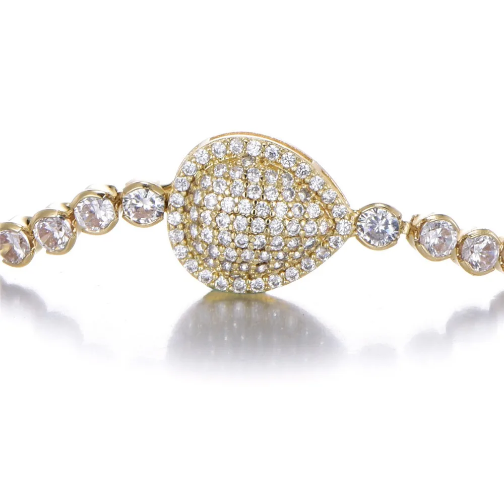 Кристальный браслет в форме капли воды с цирконием, большие размеры для женщин, Европейский Золотой/Серебряный цвет, ювелирное изделие, летний подарок для любви 1166