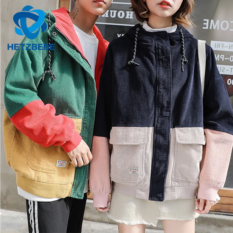 HETZBEBE 2017 Autumn Winter Color Patchwork Corduroy