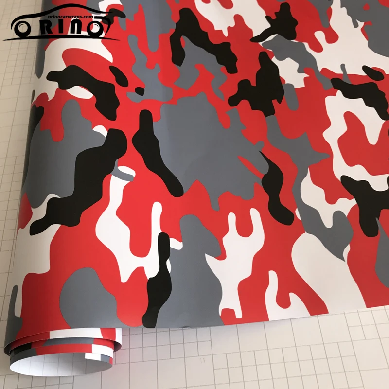 Black Red White Camouflage Vinyl Film-6