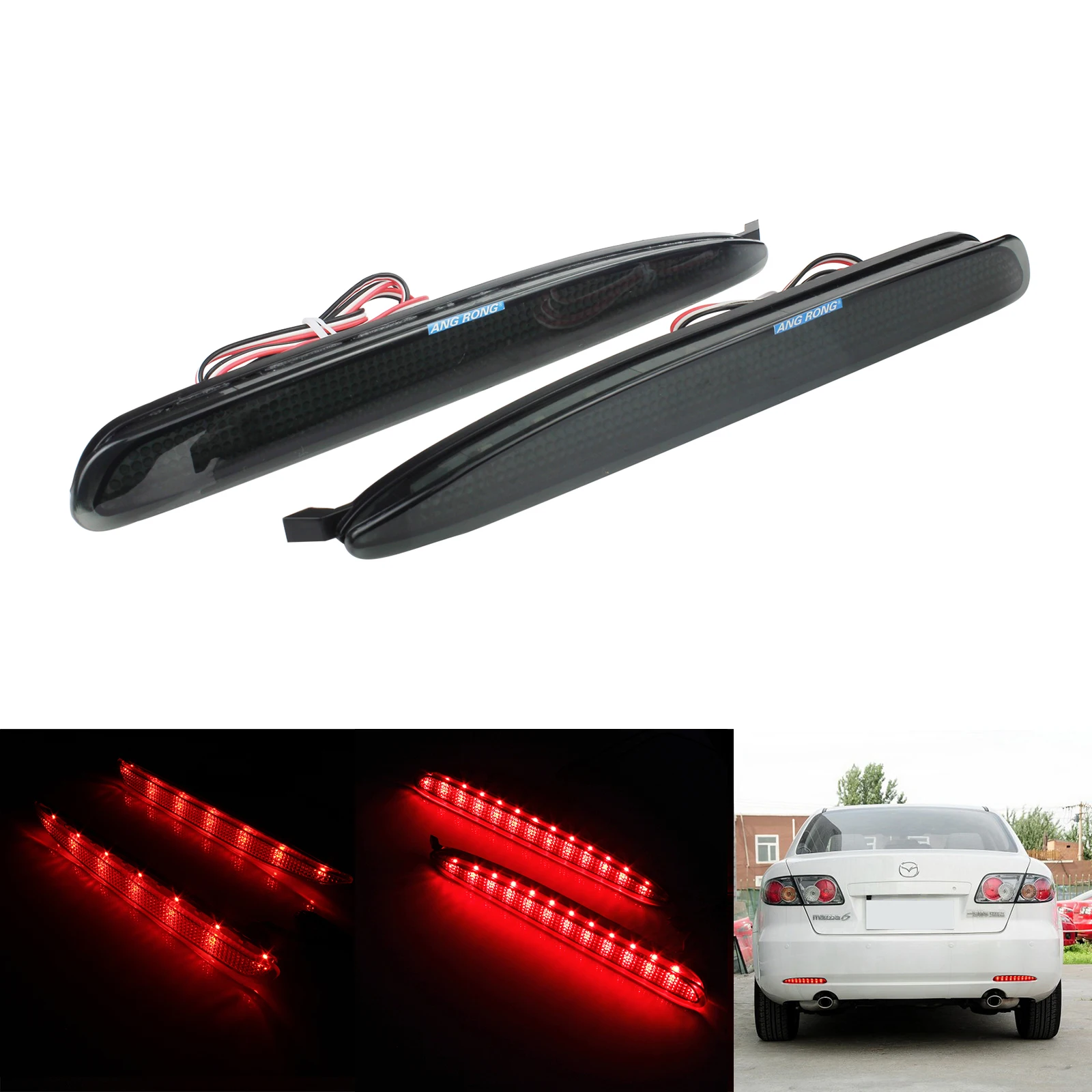 

ANGRONG 2X Rear Bumper Reflector LED Tail Stop Brake Light For Atenza Sport Mazdaspeed