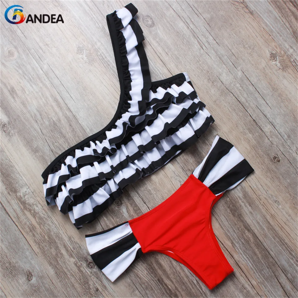 

BANDEA 2017 Sexy Women Black Red Brazilian Bikini Strappy Swimwear Striped Swimsuit Women Biquini maillot de bain Swimwear