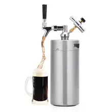Stainless Steel 304 3.6L/2L Beer Mini Keg Air pressure Faucet Can No Co2 Bottle Home Party Bar Supply Red Wine Brewing Bottle