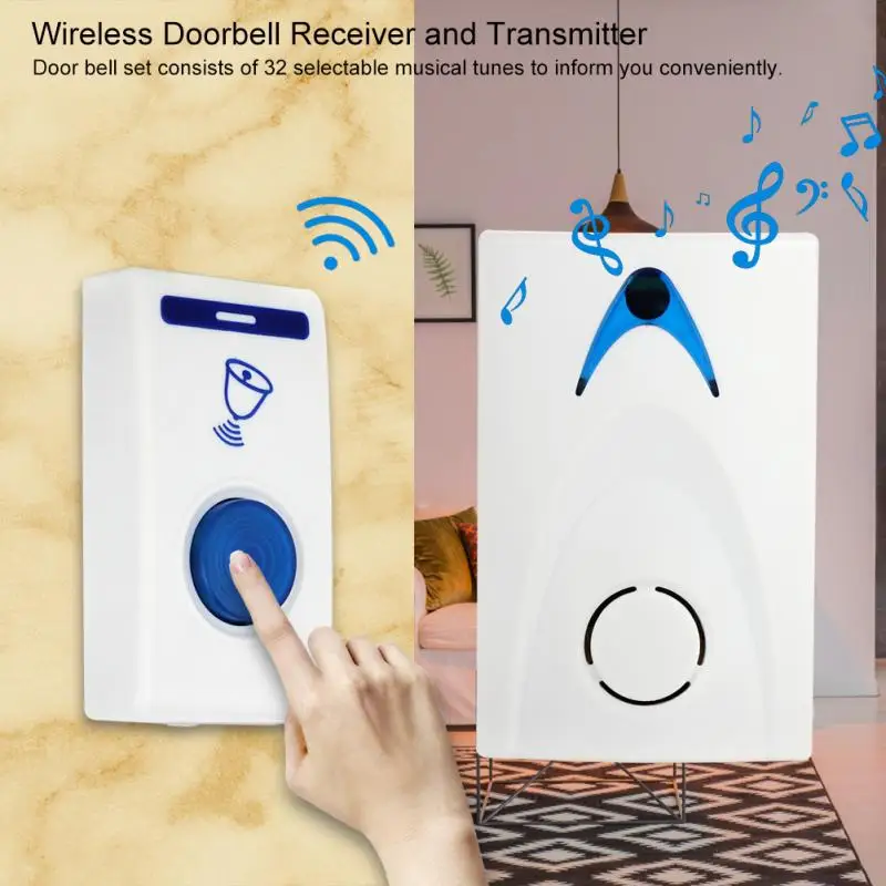 

Wireless Music Doorbell Remote Home Door Bells Set Includes Receiver and Transmitter Doorbell for Home Office Security
