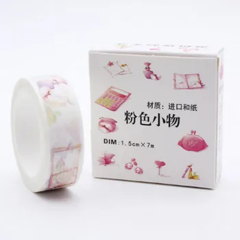 

1 Pcs Lovely 1.5cm*7m Pink Daily Necessaries Paper Washi Tape DIY Decorative Scrapbooking Planner Masking Tape Stationery