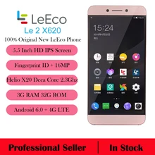 Nuovo Letv LeEco Le 2/2pro X620 3/4GB di RAM 16GB/32GB ROM MTK helio X20 Deca Core Phone 5.5 pollici 1920x1080 16MP di Impronte Digitali ID
