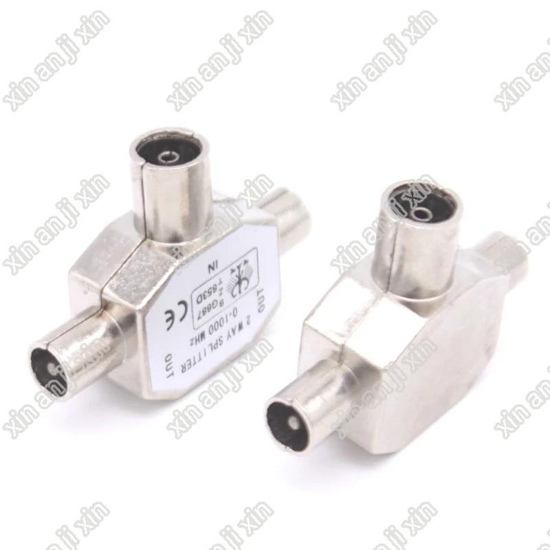 

Digital TV 3 way adapter connector IEC TV PAL female to Two Double TV IEC PAL male