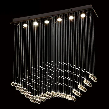 

Simple rectangular dining room lights modern bedroom LED ceiling light atmosphere living room fan-shaped crystal chandeliers