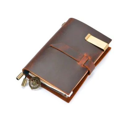 

Vintage leather notebook handmade leaflet book real 100% genuine leather diary book travel notepad