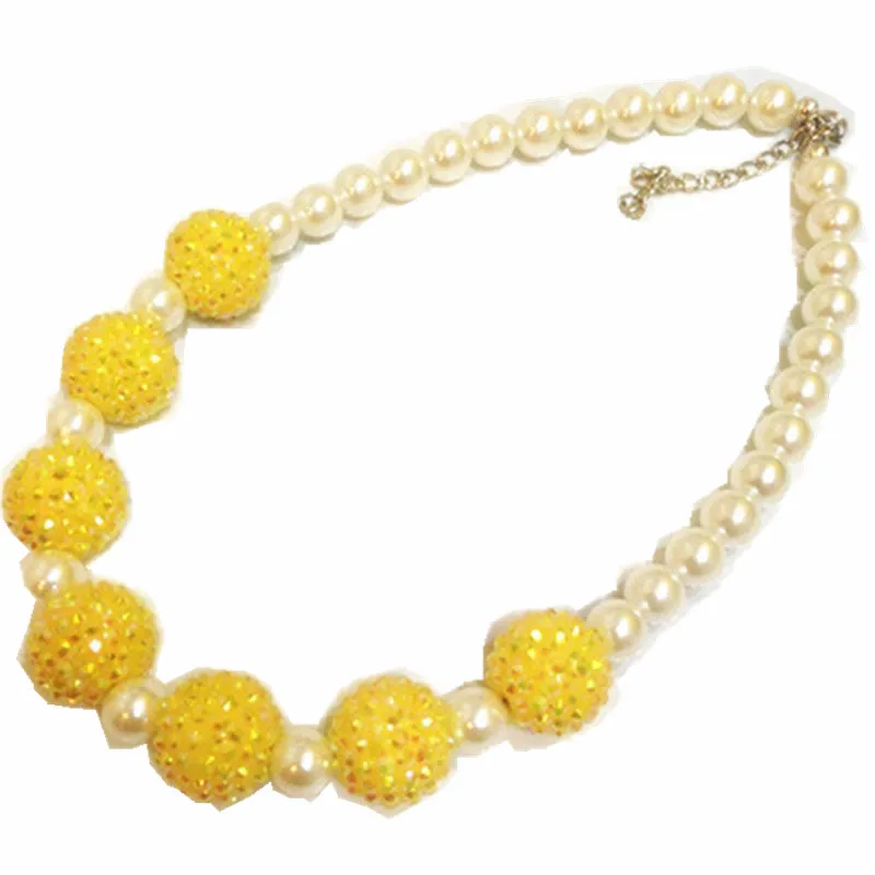 

wholesale Fashion ! 2Pcs/lot Diamante gumball beads Kids chunky bubblegum necklace for cute girls&child jewelry