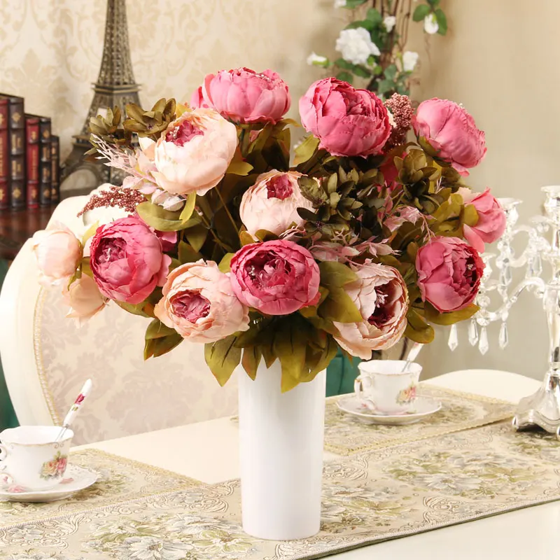 

8 heads/Bouquet Elegant Artificial Peony Silk Flowers home Wedding Party Decor artificial flower bouquet Decoration Flowers