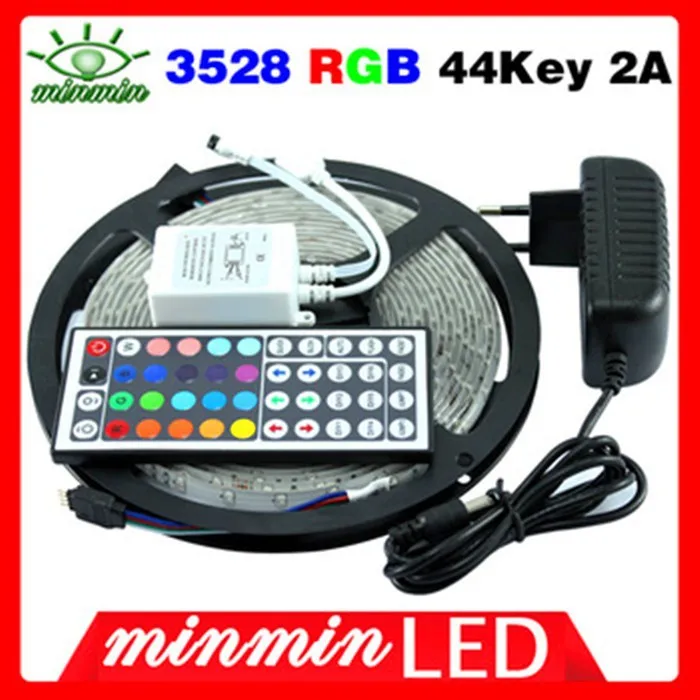 New!!!5M Flexible RGB 3528 LED Strip Light SMD 300 non-waterproof+44 Key IR remote Controller+2A power adapter! | Лампы и освещение