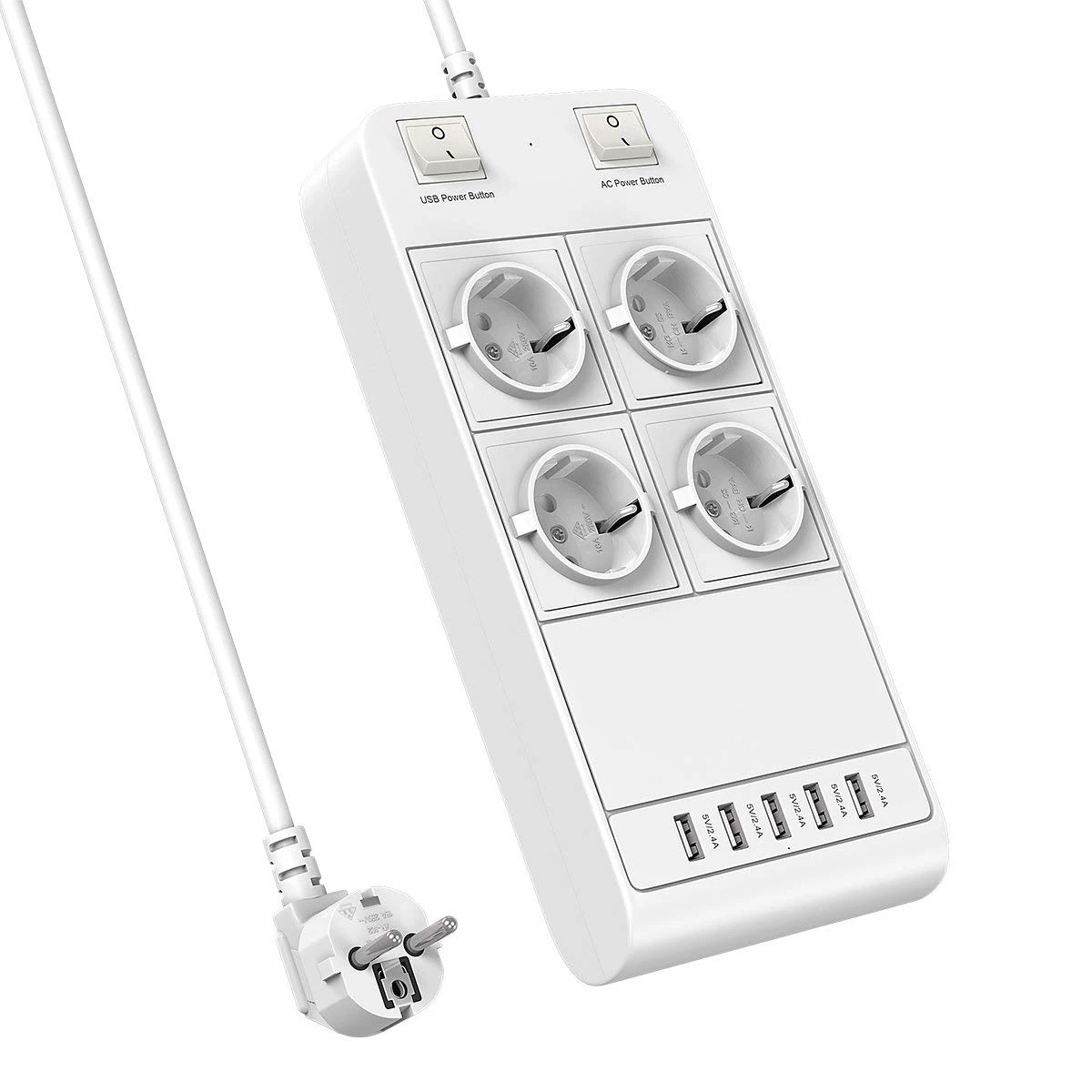 Power Strip Adapter Surge Protector 4/6 Sockets 5 USB Ports Charger 5V 2.4A for iPhone iPad Samsung Galaxy 1.8m Extension Cord |