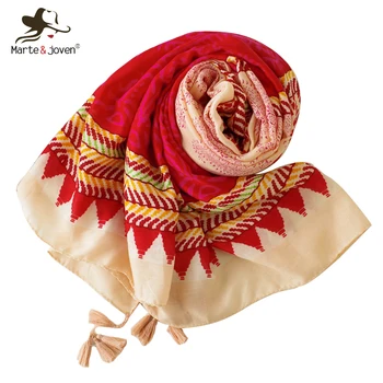 

Marte&Joven Bohemian Style Paisley Printing Scarves for Women Charming Oversize Summer Sunscreen Wrap Ladies Scarf