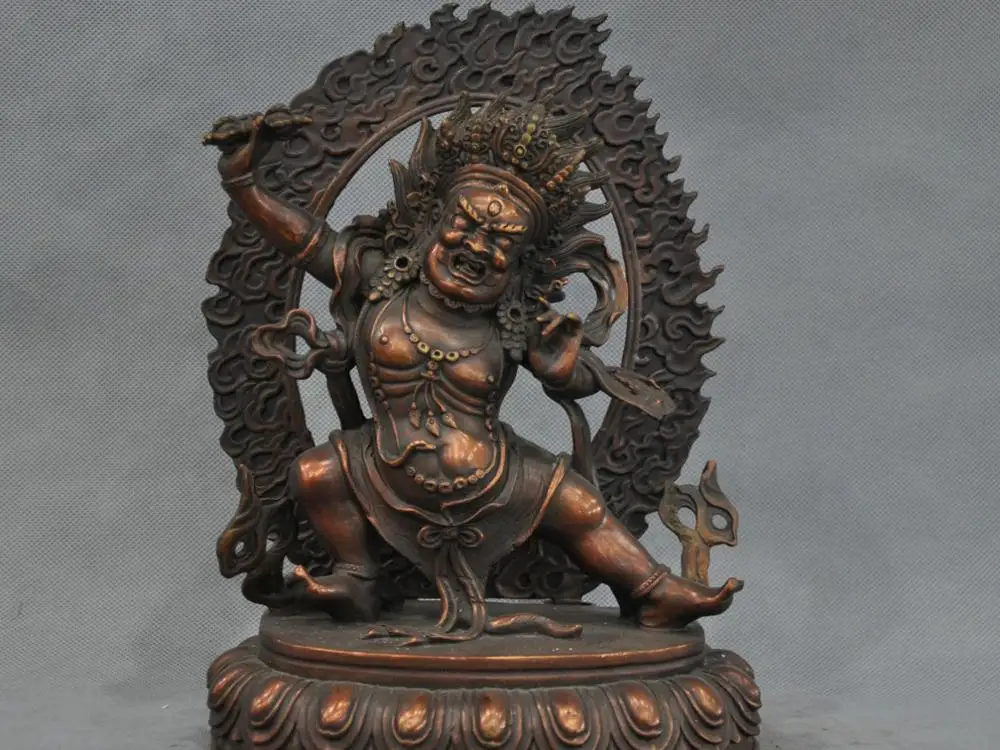 

11'' China Tibet Vajrapani Buddha Hold Phurba Dagger Bronze Statue