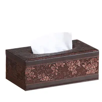 

Retro Pu Leather Vintage Rectangular Tissue Paper Napkin Box Case Household Office Napkin Towel Holder Dispenser Cover Cases
