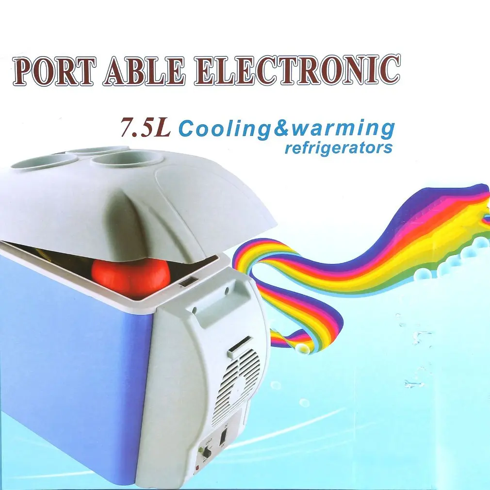 new7.5 L Portable Mini Large Capacity Car Cooler&Warmer Heating Cooling 12V Electric Fridge Travel Refrigerator Box With Strap