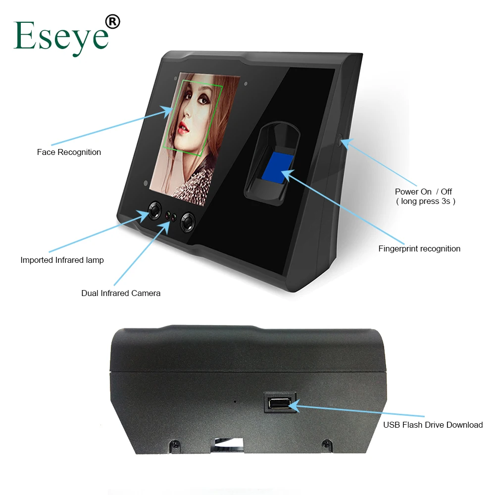 Biometric Face & Facial Recognition Time Attendance System Access Control Clock Recorder Employee Electronic Reader Machine