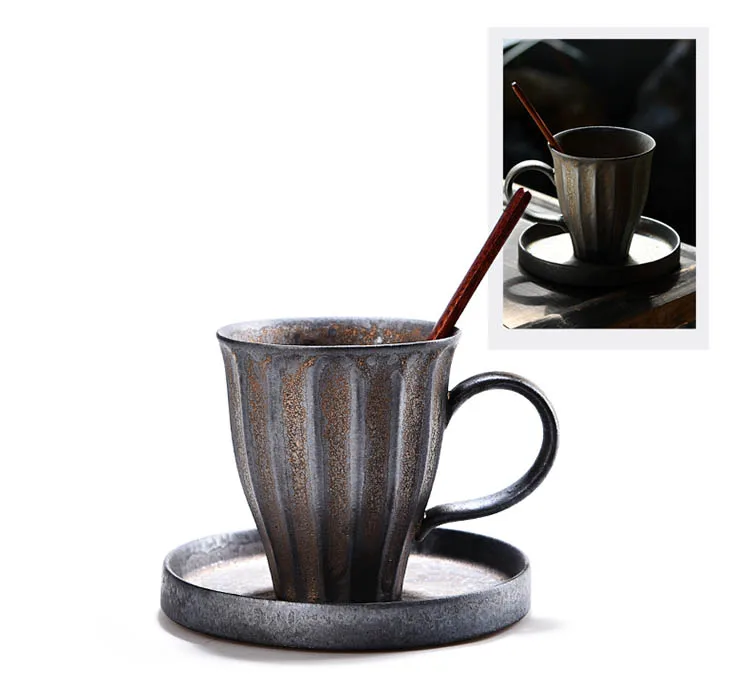 YeFine, креативные FLAMBE-GLAZED, набор керамических чайных чашек, винтажные кофейные чашки, фарфоровые чайные чашки и блюдца, Рождественский подарок